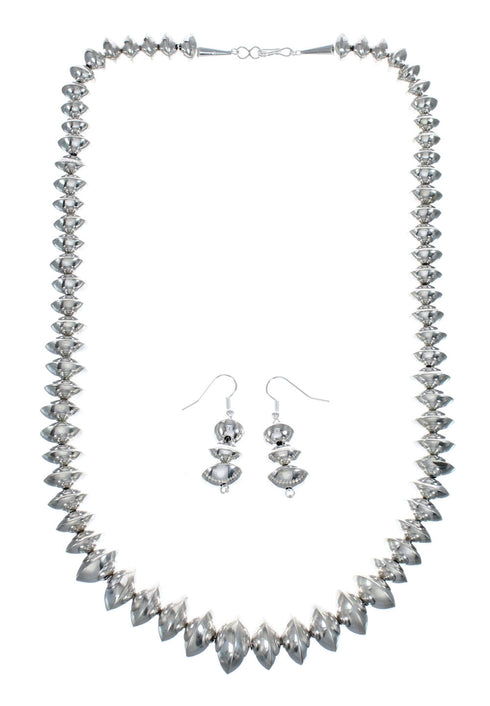 Navajo Authentic Sterling Silver Necklace Earrings Set JX127044